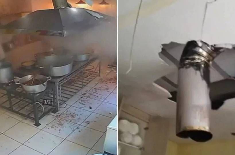 Panela de pressão explode deixa um ferido e buraco no teto VÍDEO