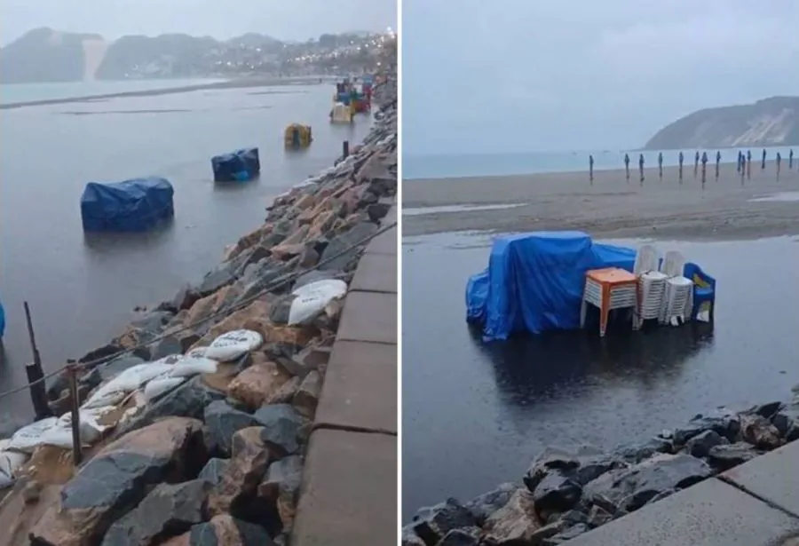 Alagamento registrado na Praia de Ponta Negra após forte chuva - Foto: Reprodução