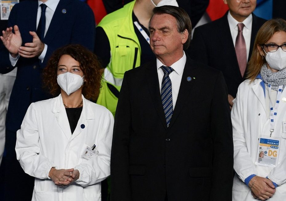 Jair Bolsonaro durante encontro do G20 — Foto: Filippo Monteforte / AFP