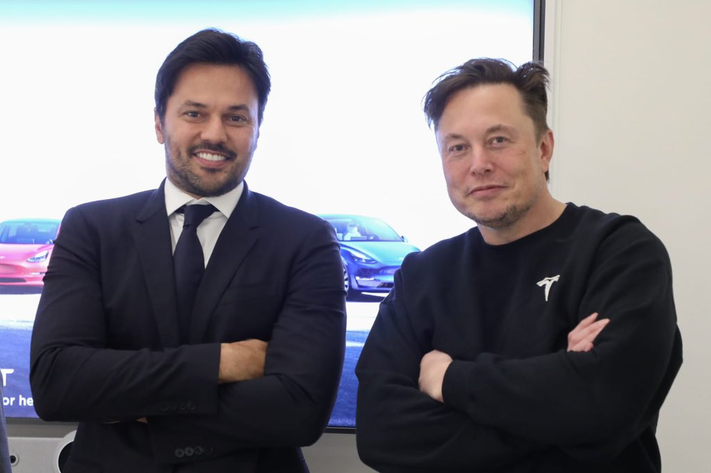 Fábio Faria e Elon Musk em encontro que ocorreu nesta segunda-feira (15) - Foto: Reprodução/Twitter