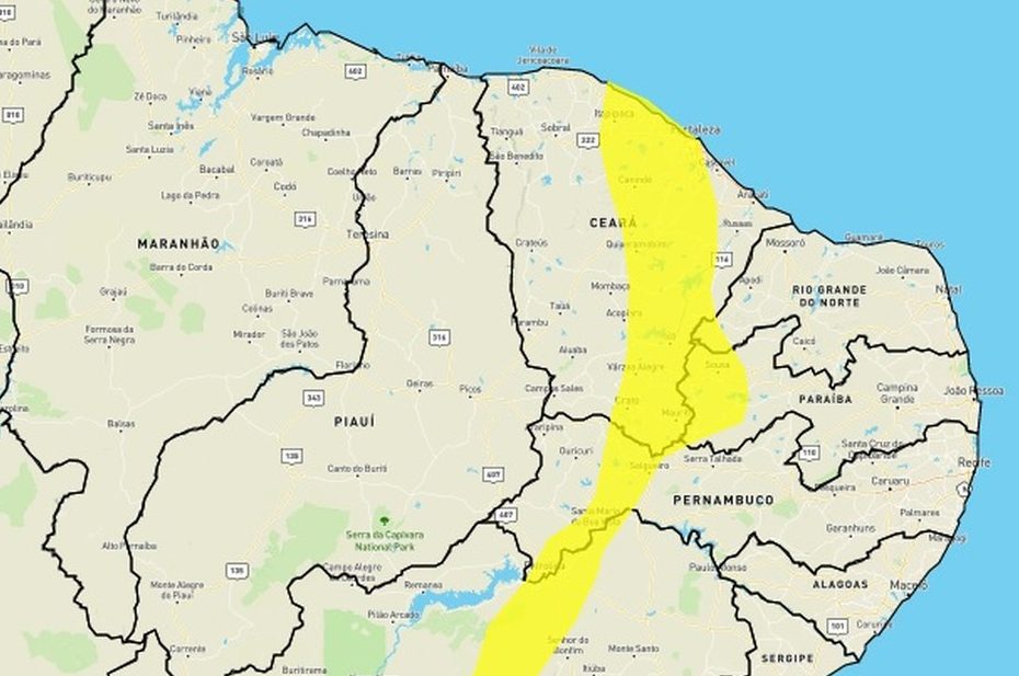 Chuva atinge 16 cidades do RN — Foto: Inmet