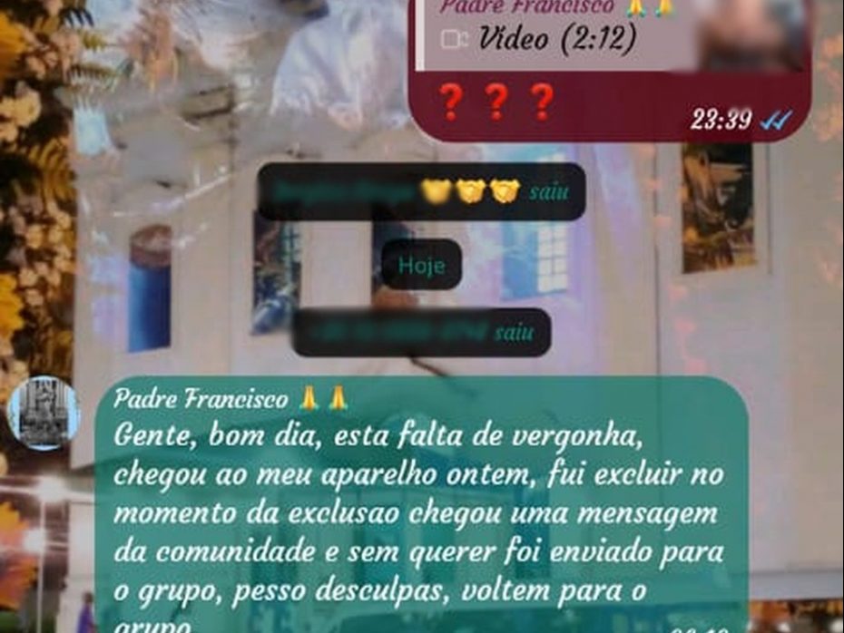 'Print' de conversa em grupo de mensagens que vídeo pornográfico foi publicado — Foto: Reprodução/Redes Sociais