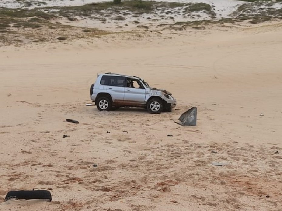 Motorista morre após capotamento de caminhonete na praia de Jacumã, no RN - Foto: Redes sociais