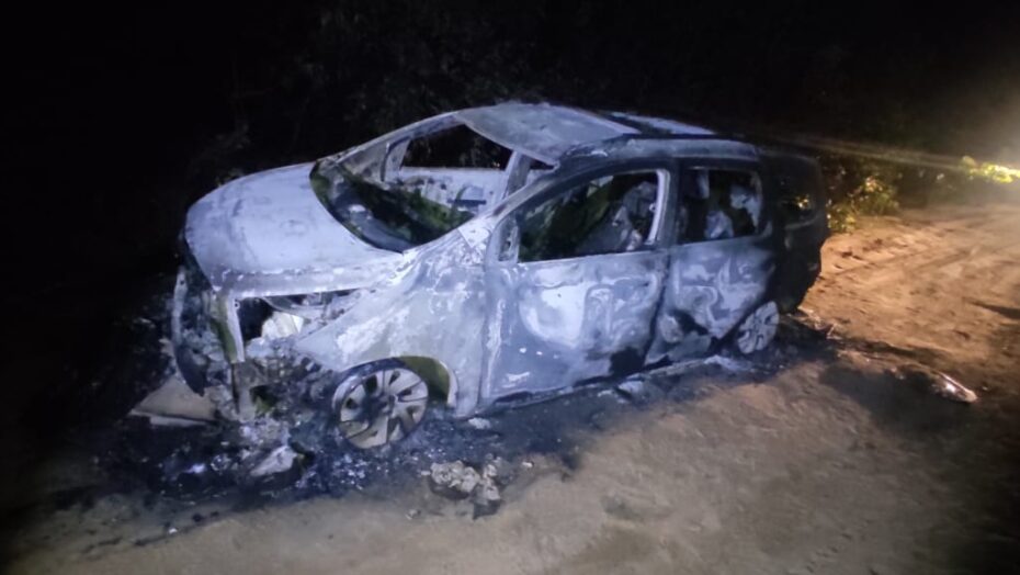 Polícia encontra corpo carbonizado dentro de carro incendiado na Grande Natal - Foto: Divulgação/PM