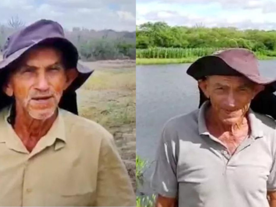 Agricultor de 80 anos mostra a diferença entre o antes e depois das chuvas no Seridó - Foto: Reprodução