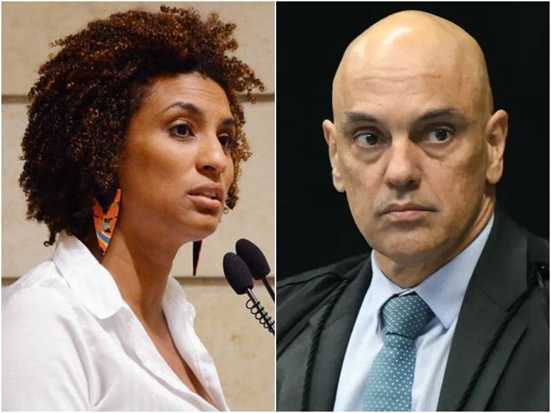 Vereadora Marielle Franco, morta há seis anos, e ministro Alexandre de Moraes (STF) - Foto: Renan Olaz/CMRJ / Carlos Moura/STF