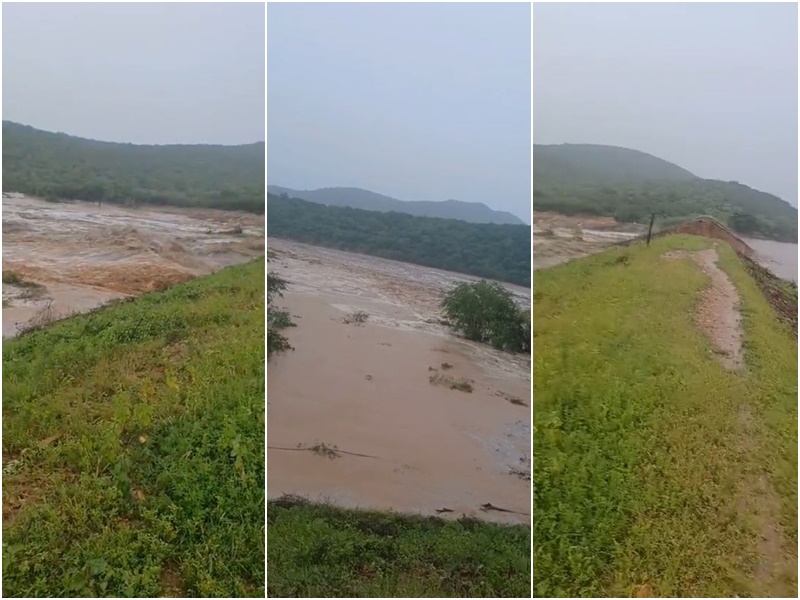 Vídeo mostra parede de açude privado rompido na zona rural de Lajes - Foto: Reprodução