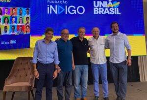 ACM Neto, Paulinho Freire, José Agripino, Benes Leocádio e Antônio Rueda em evento do União Brasil em Natal - Foto: Reprodução