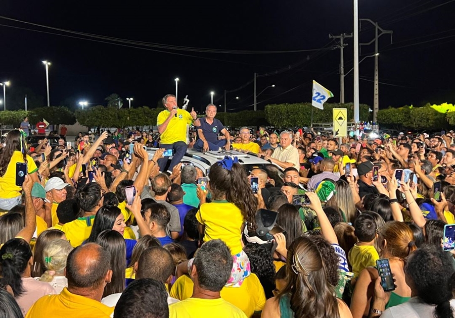 Ex-presidente Jair Bolsonaro discursa ao lado de Rogério Marinho, Coronel Azevedo e General Girão no interior do RN - Foto: Reprodução