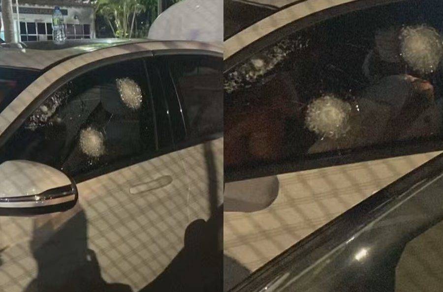 Imagens mostram carro de advogados com marcas de tiro — Foto: Reprodução