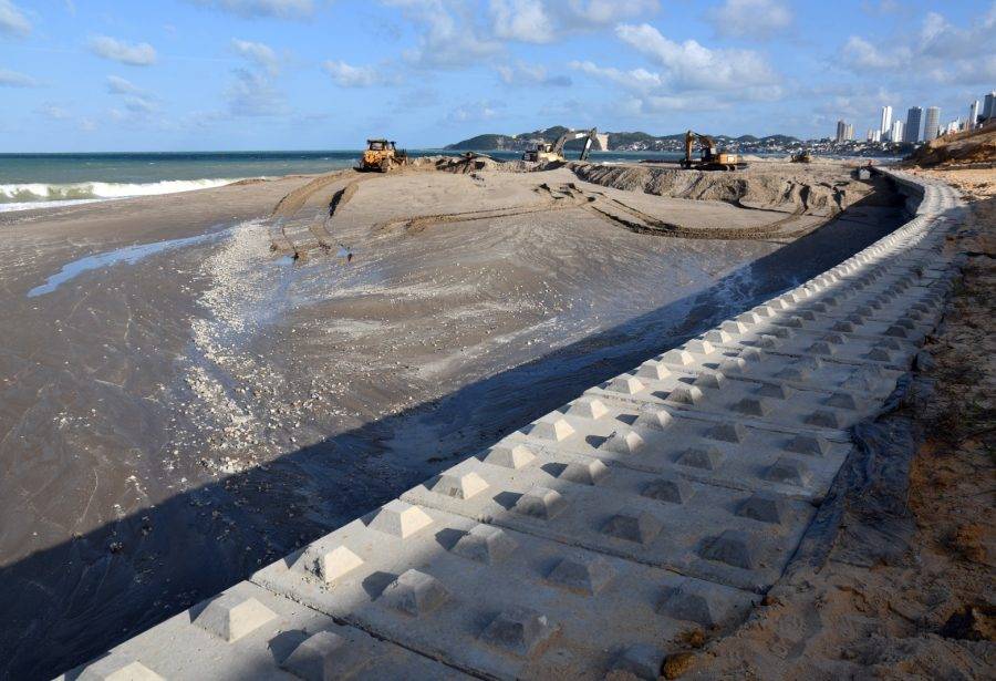 Obra da engorda da Praia de Ponta Negra. Foto: Prefeitura do Natal