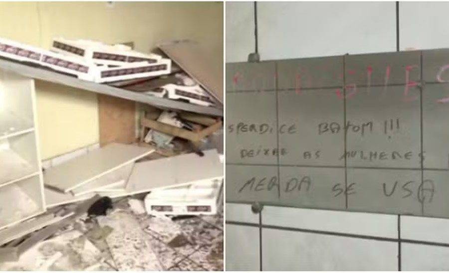 Casa destruída e espelho com mensagem na casa alugada pelo autor das explosões no DF — Foto: Reprodução