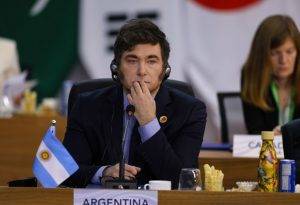 Presidente da Argentina, Javier Milei, durante reunião de Cúpula do G20 - Foto: Tomaz Silva / Agência Brasil