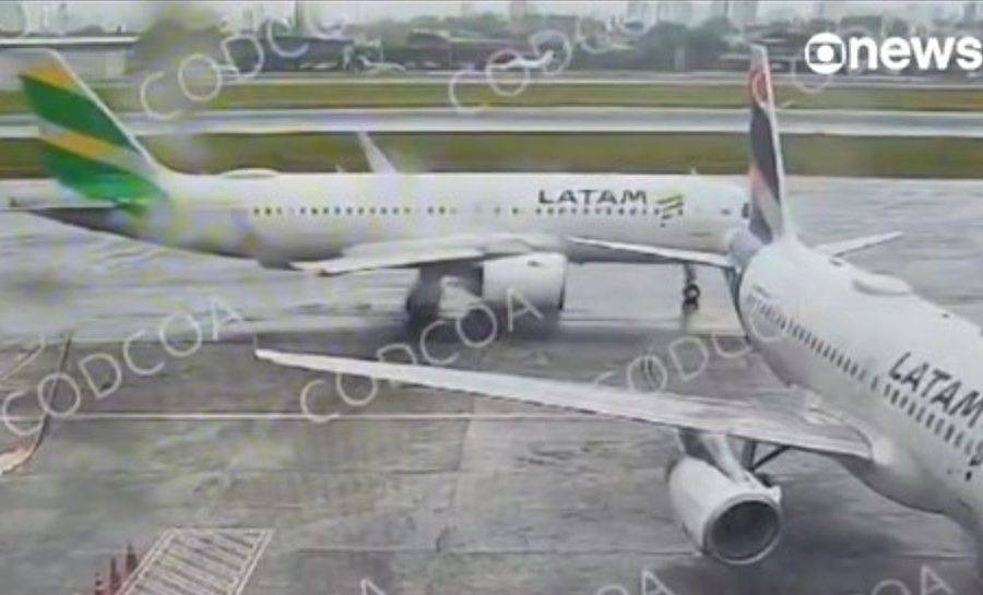 Dois aviões da Latam se envolvem em acidente no pátio do aeroporto de Congonhas