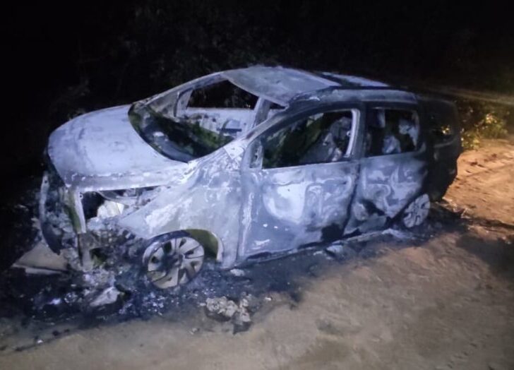 Polícia encontra corpo carbonizado dentro de carro incendiado na Grande Natal - Foto: Divulgação/PM