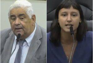 Vereadores Aroldo Alves (União Brasil) e Brisa Bracchi (PT) - Foto: TV Câmara / Reprodução / Montagem
