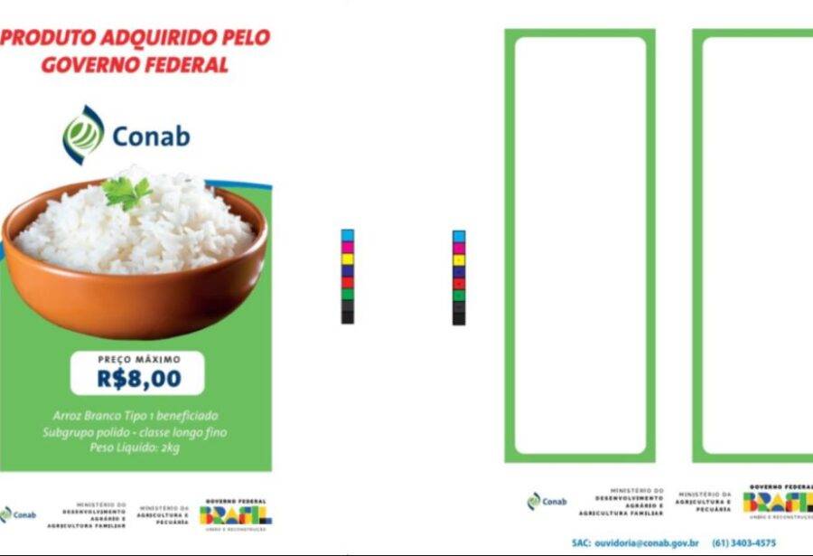 Arroz adquirido pela Conab terá embalagem especial - Foto: Reprodução