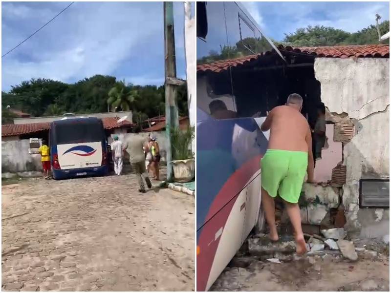 Ônibus desgovernado atingiu casa em Pipa nesta sexta-feira (7) - Foto: Reprodução