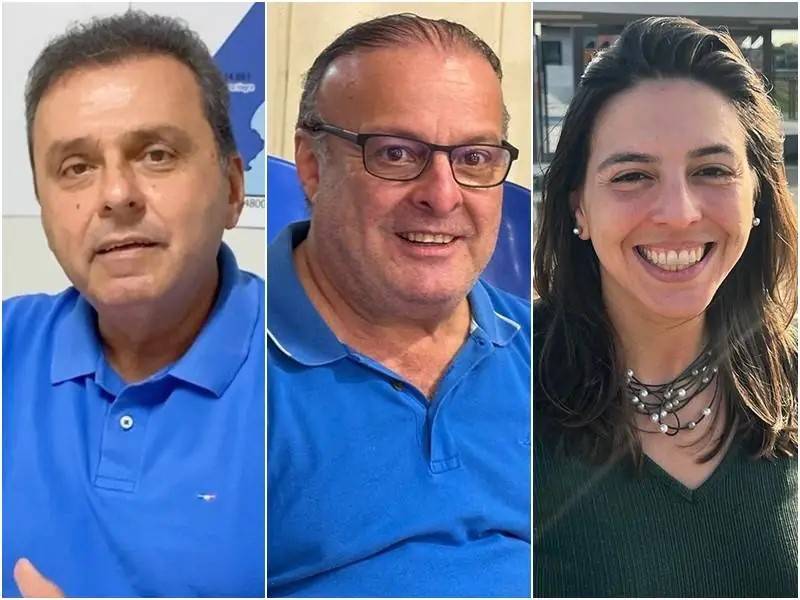 Carlos Eduardo (PSD), Paulinho Freire (União Brasil) e Natália Bonavides (PT), candidatos à Prefeitura do Natal - Foto: Reprodução