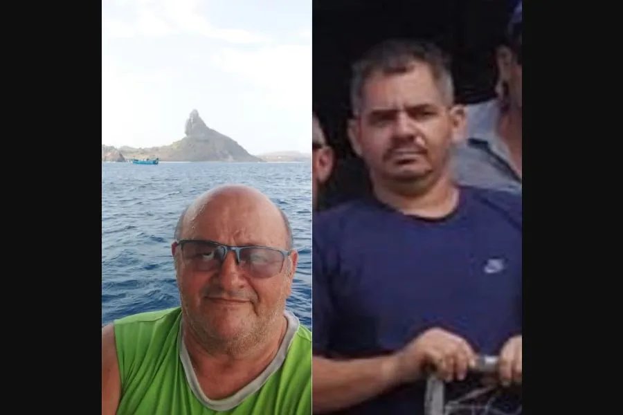 Antônio Rafael Bezerra (camisa verde) e Edriano Gomes de Miranda (camisa azul) estavam no navio que naufragou — 