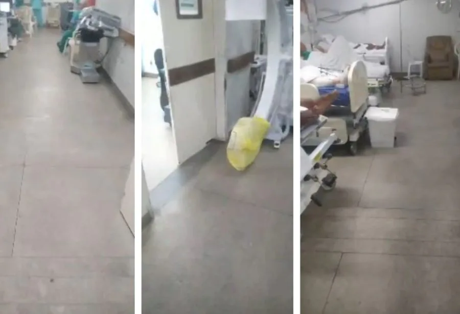 Um vídeo divulgado pela Inter TV Cabugi mostra a lotação da unidade, com pacientes deitados nas salas do centro cirúrgico. Foto: Reprodução