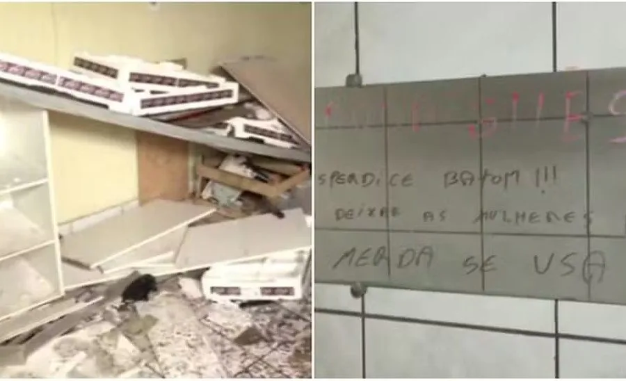 Casa destruída e espelho com mensagem na casa alugada pelo autor das explosões no DF — Foto: Reprodução